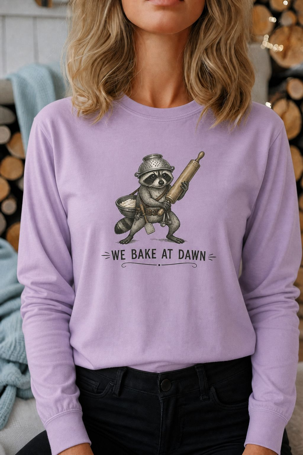 Baker Raccoon 'We Bake at Dawn' Long Sleeve Tee