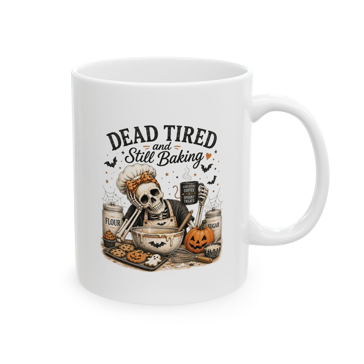Halloween Cat Ceramic Mug — 'Dressed to Kill' Spooky Pumpkin Coffee Cup (11oz & 15oz)
