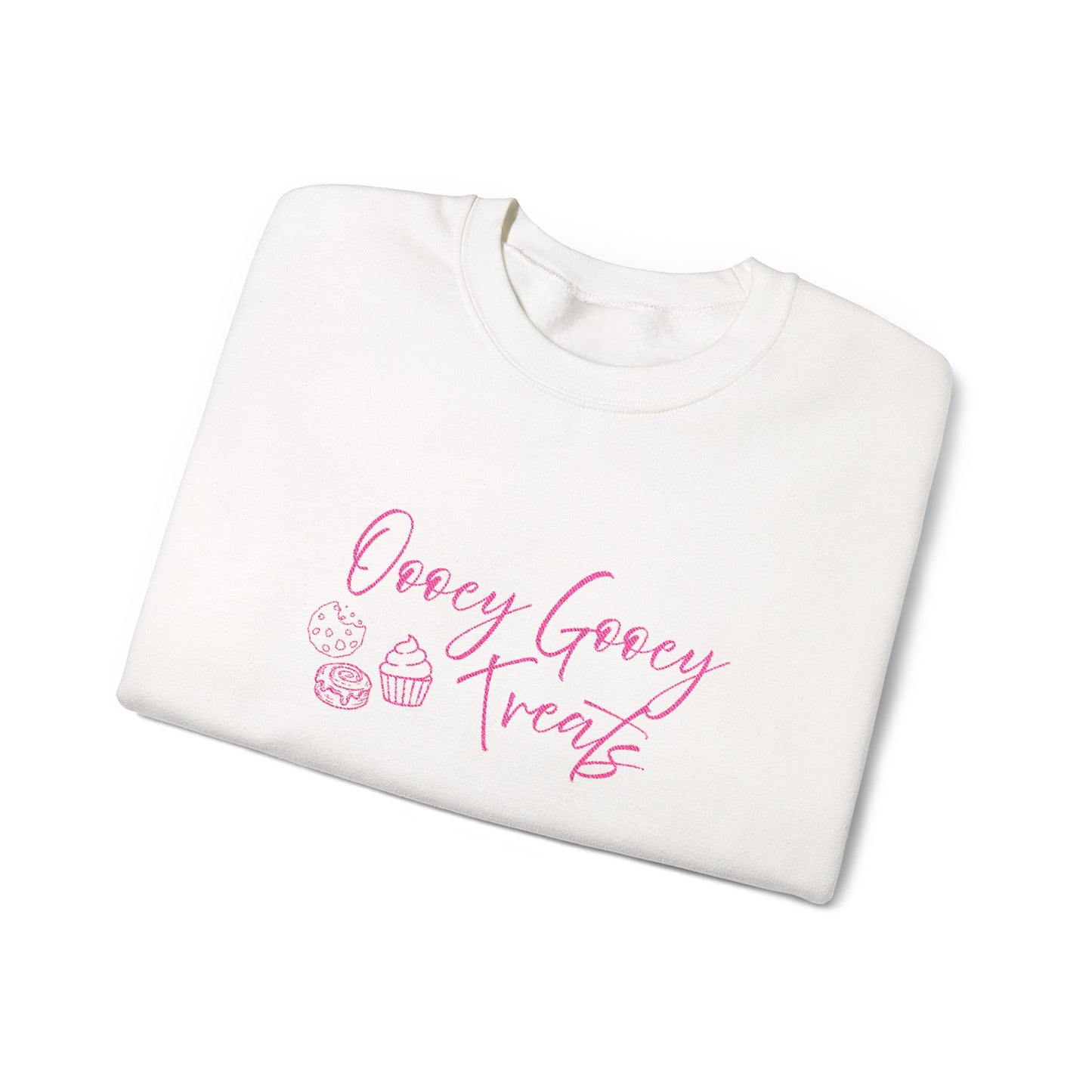 Groovy Treats Crewneck Sweatshirt — Pink Script Bakery Design