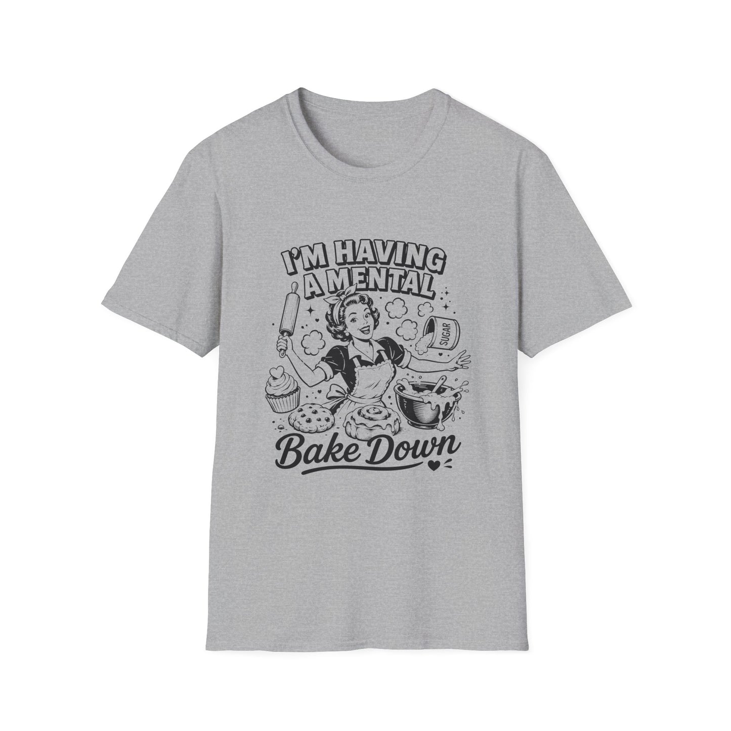 Retro 'I'm Having a Mental Bake Down' Graphic T-Shirt — Funny Baking Shirt for Bakers & Home Cooks
