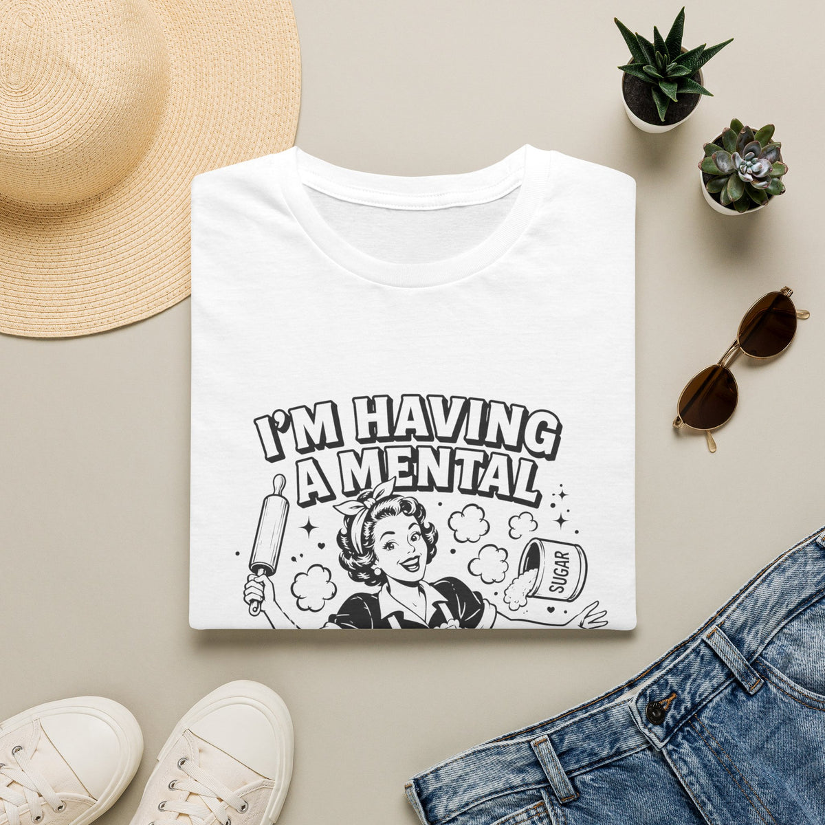 Retro 'I'm Having a Mental Bake Down' Graphic T-Shirt — Funny Baking Shirt for Bakers & Home Cooks