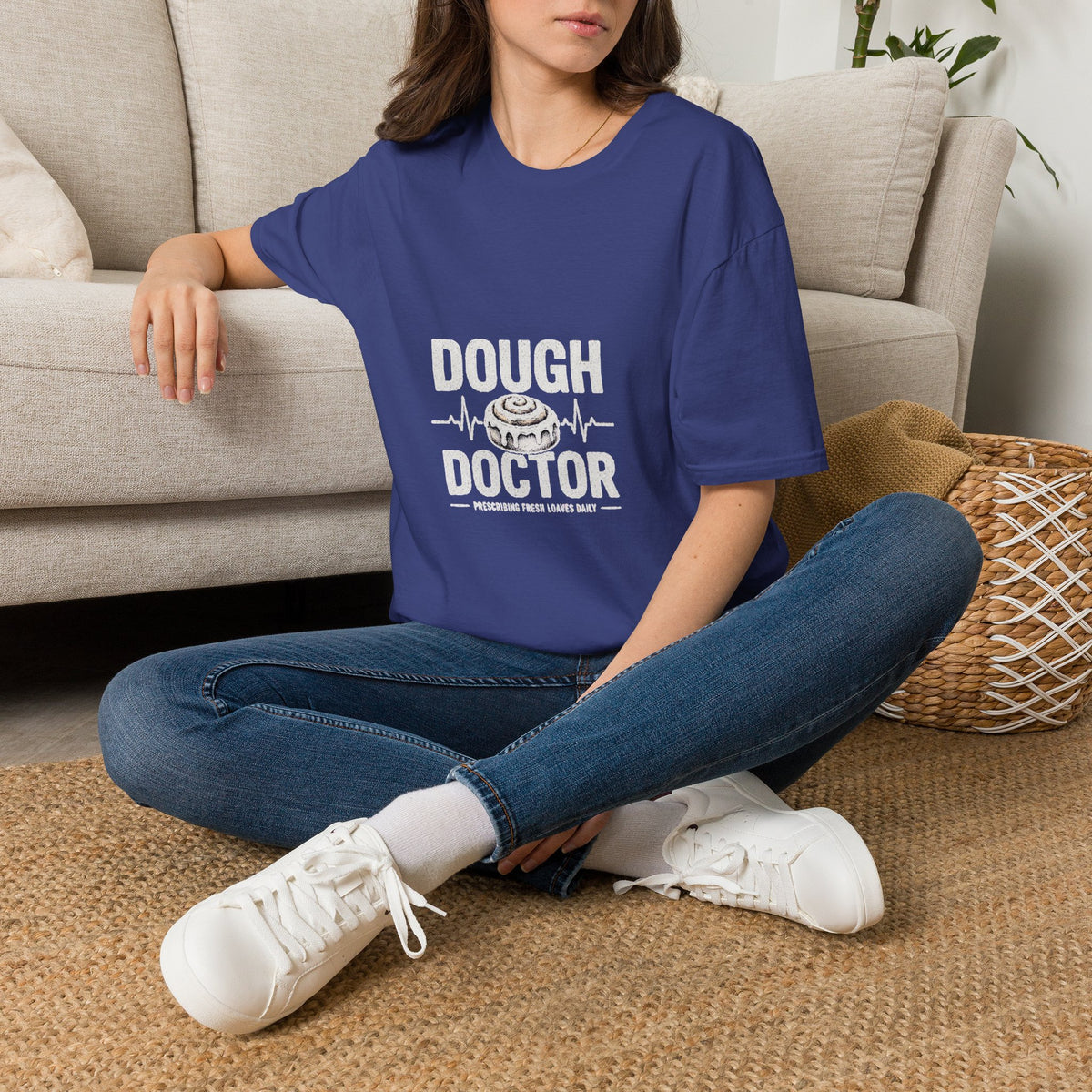 Dough Doctor T-Shirt — Baker Pun Tee with Cinnamon Roll Graphic