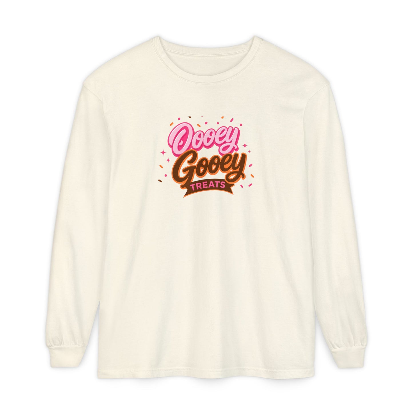 Ooey Gooey Treats Long Sleeve T-Shirt — Retro Dessert Graphic Tee