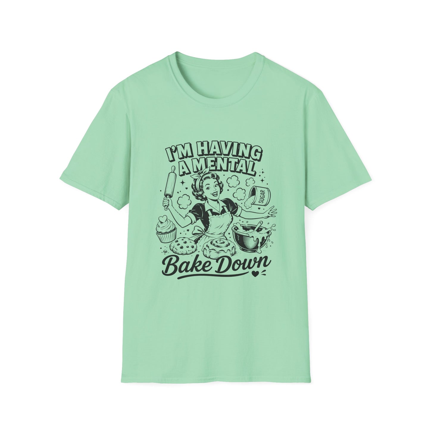 Retro 'I'm Having a Mental Bake Down' Graphic T-Shirt — Funny Baking Shirt for Bakers & Home Cooks