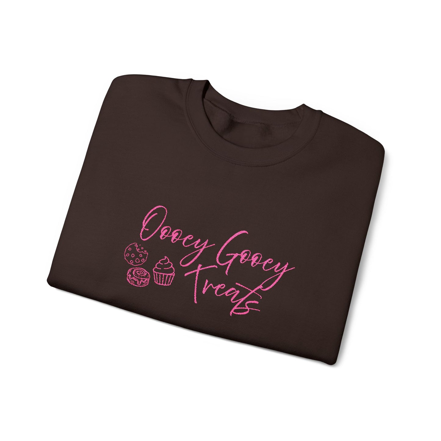 Groovy Treats Crewneck Sweatshirt — Pink Script Bakery Design