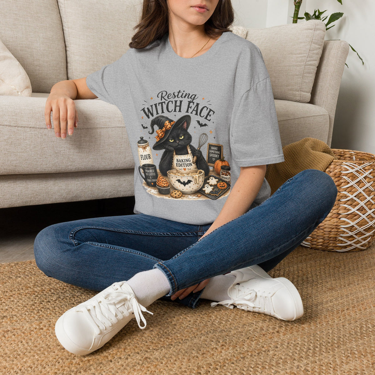 Resting Witch Face T-Shirt — Cute Black Cat Halloween Graphic Tee
