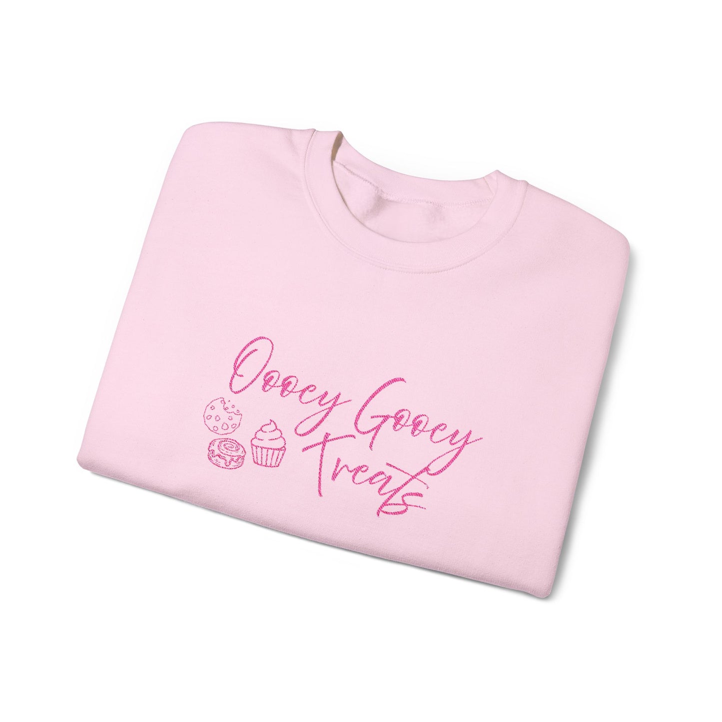 Groovy Treats Crewneck Sweatshirt — Pink Script Bakery Design