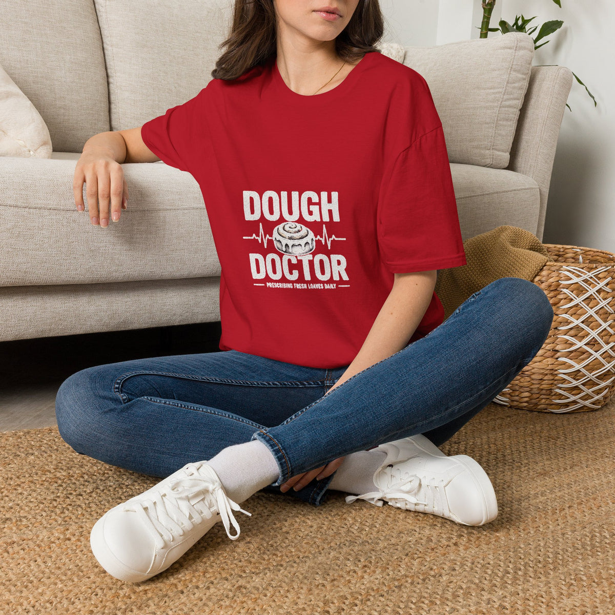 Dough Doctor T-Shirt — Baker Pun Tee with Cinnamon Roll Graphic