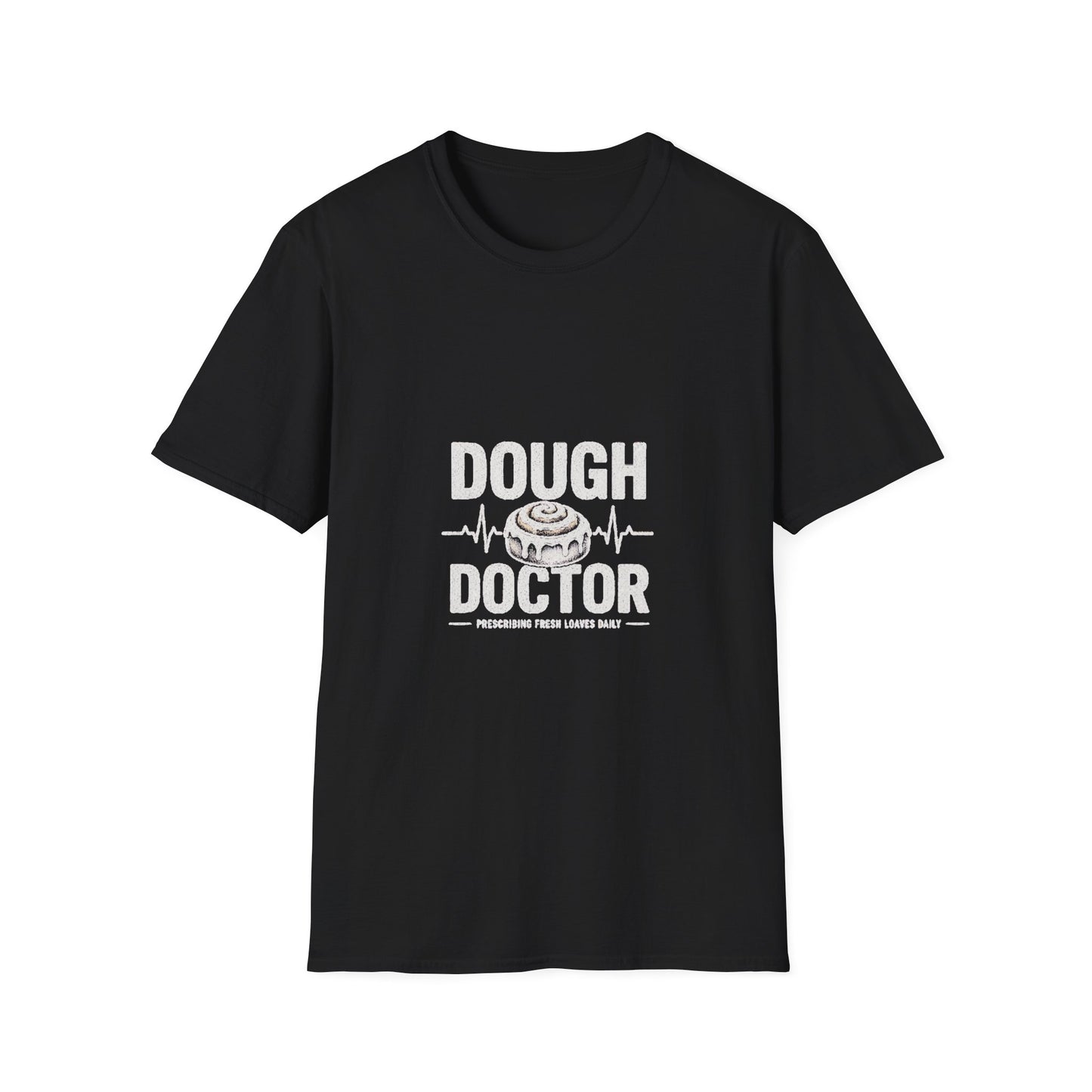 Dough Doctor T-Shirt — Baker Pun Tee with Cinnamon Roll Graphic