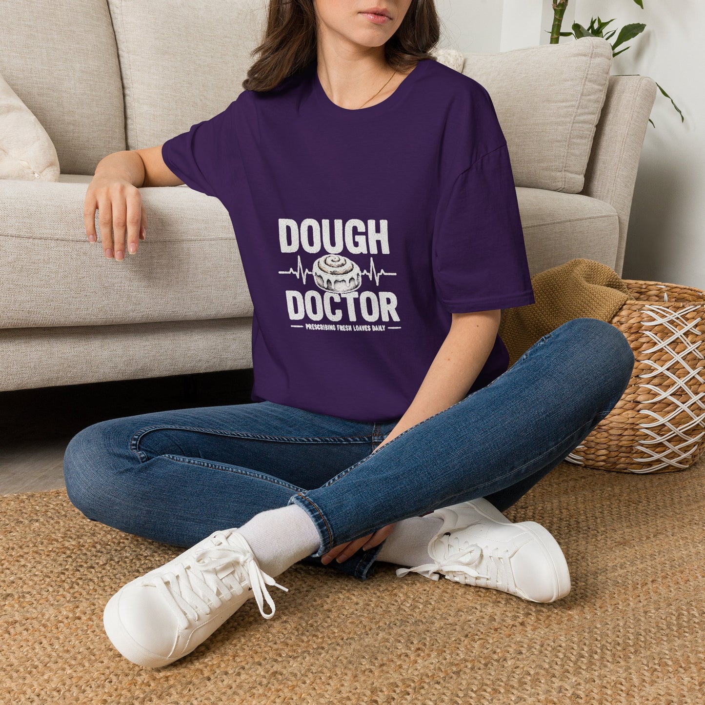 Dough Doctor T-Shirt — Baker Pun Tee with Cinnamon Roll Graphic