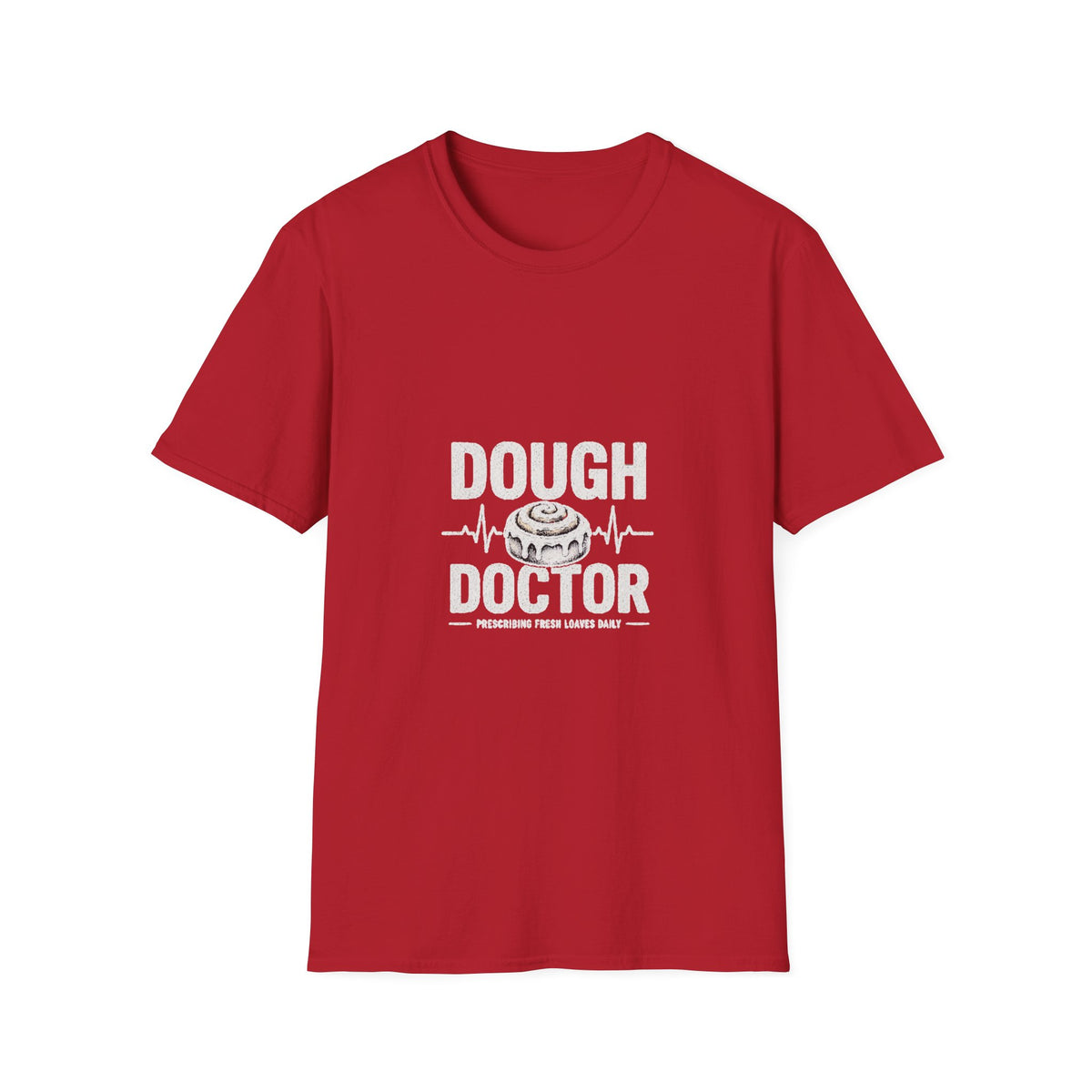 Dough Doctor T-Shirt — Baker Pun Tee with Cinnamon Roll Graphic