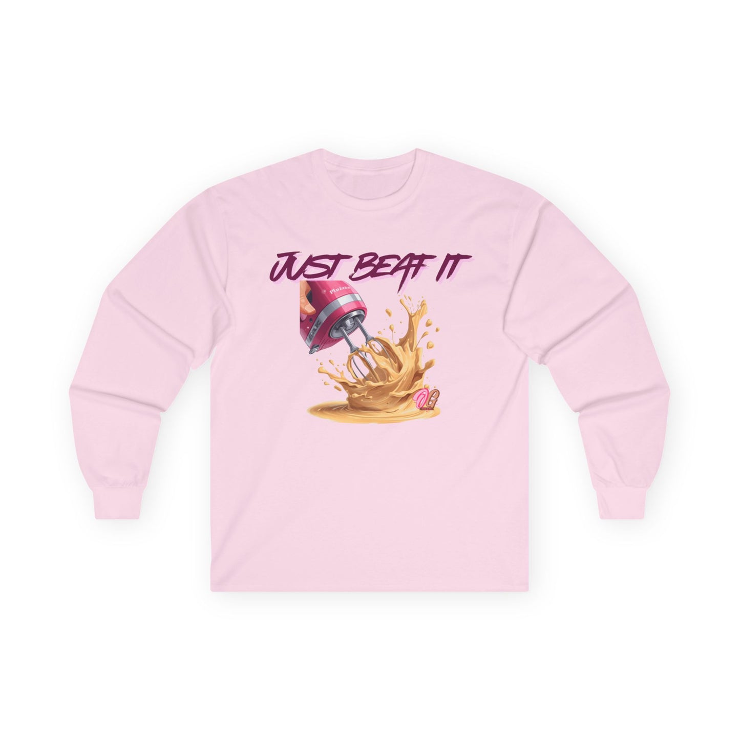 Just Beat It Long Sleeve Tee, Funny Baking Shirt, Culinary Gift, Unisex Graphic Tee, Kitchen Humor Apparel, Baking Enthusiast Top