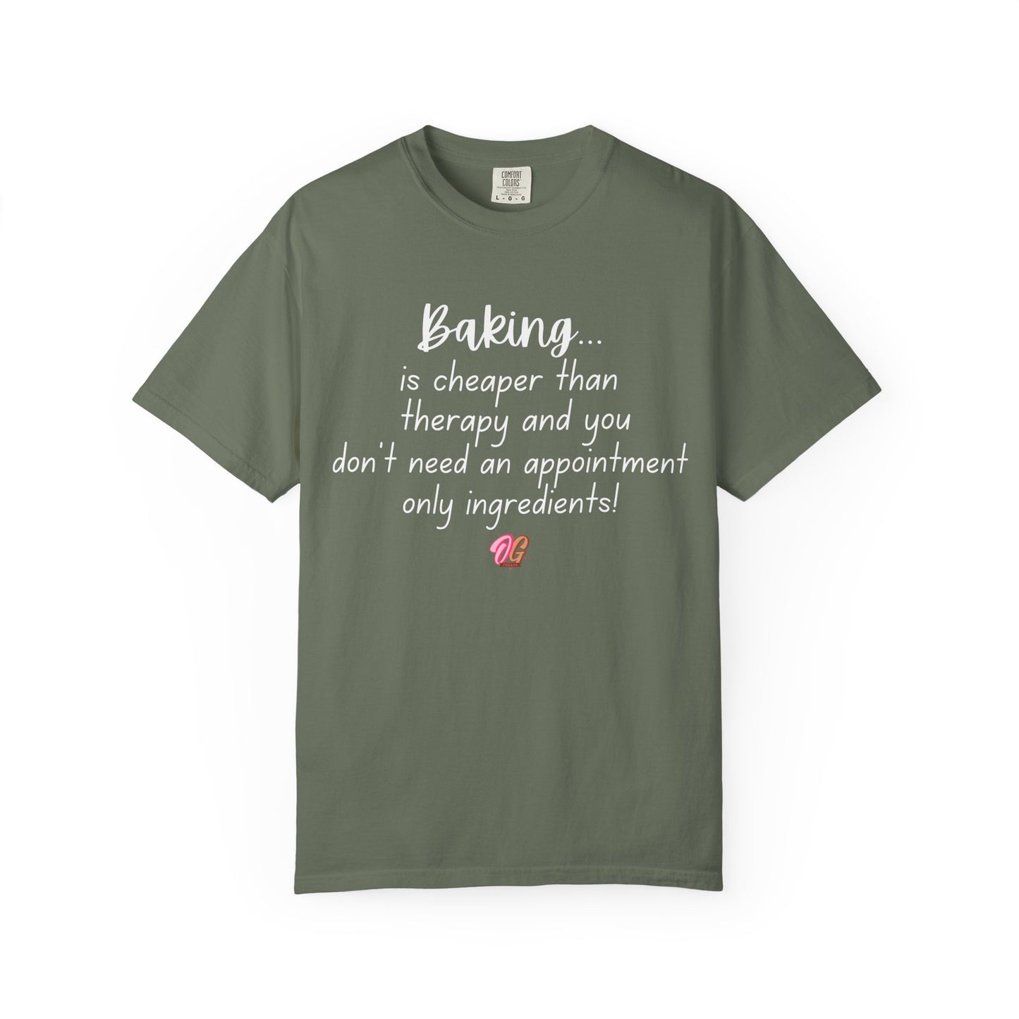 Baking Therapy T-Shirt, Unisex Garment-Dyed Tee, Funny Baking Shirt, Gift for Bakers, Foodie Humor, Kitchen Lover's Apparel