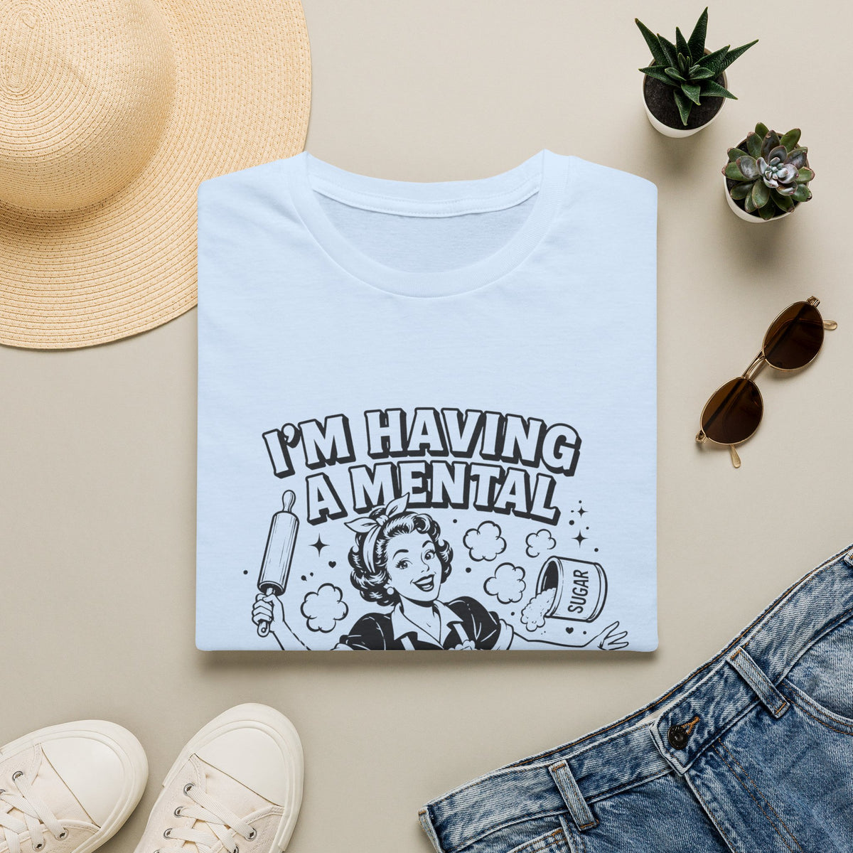 Retro 'I'm Having a Mental Bake Down' Graphic T-Shirt — Funny Baking Shirt for Bakers & Home Cooks