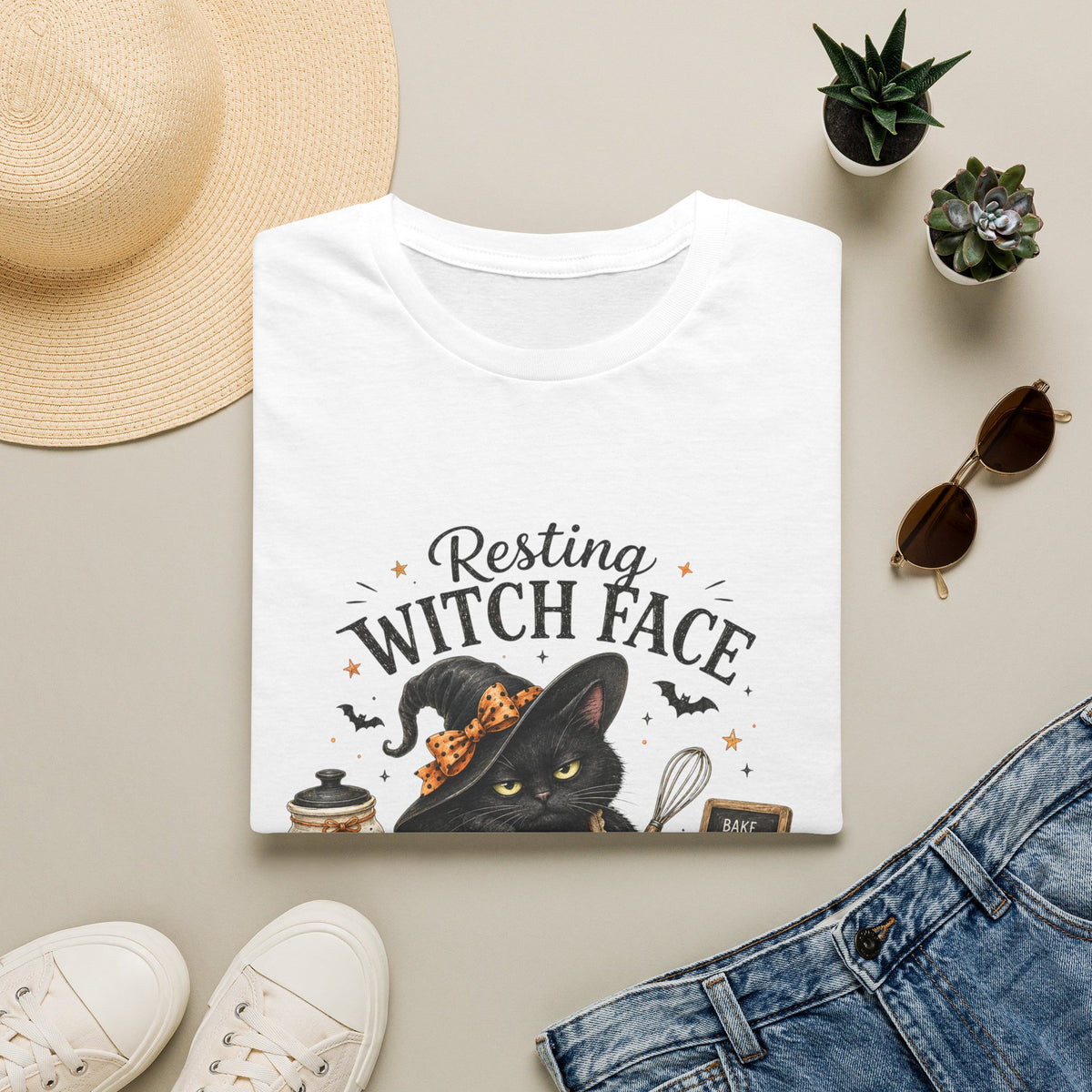 Resting Witch Face T-Shirt — Cute Black Cat Halloween Graphic Tee