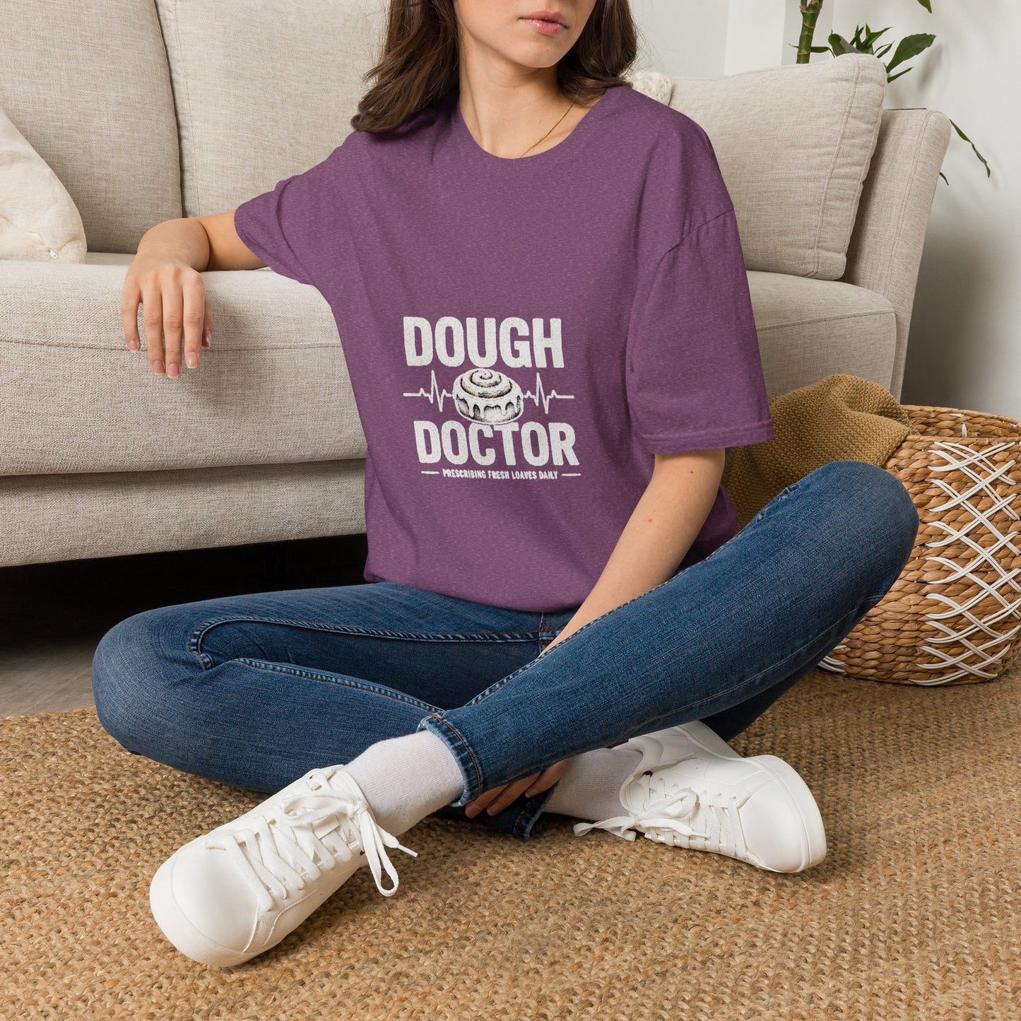 Dough Doctor T-Shirt — Baker Pun Tee with Cinnamon Roll Graphic