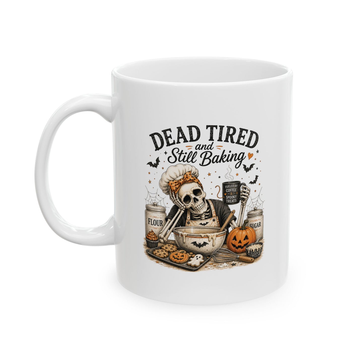 Halloween Cat Ceramic Mug — 'Dressed to Kill' Spooky Pumpkin Coffee Cup (11oz & 15oz)