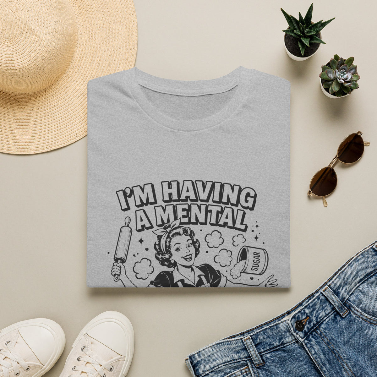 Retro 'I'm Having a Mental Bake Down' Graphic T-Shirt — Funny Baking Shirt for Bakers & Home Cooks
