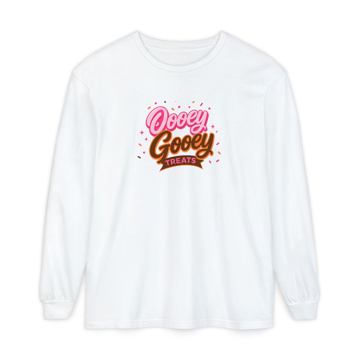 Ooey Gooey Treats Long Sleeve T-Shirt — Retro Dessert Graphic Tee