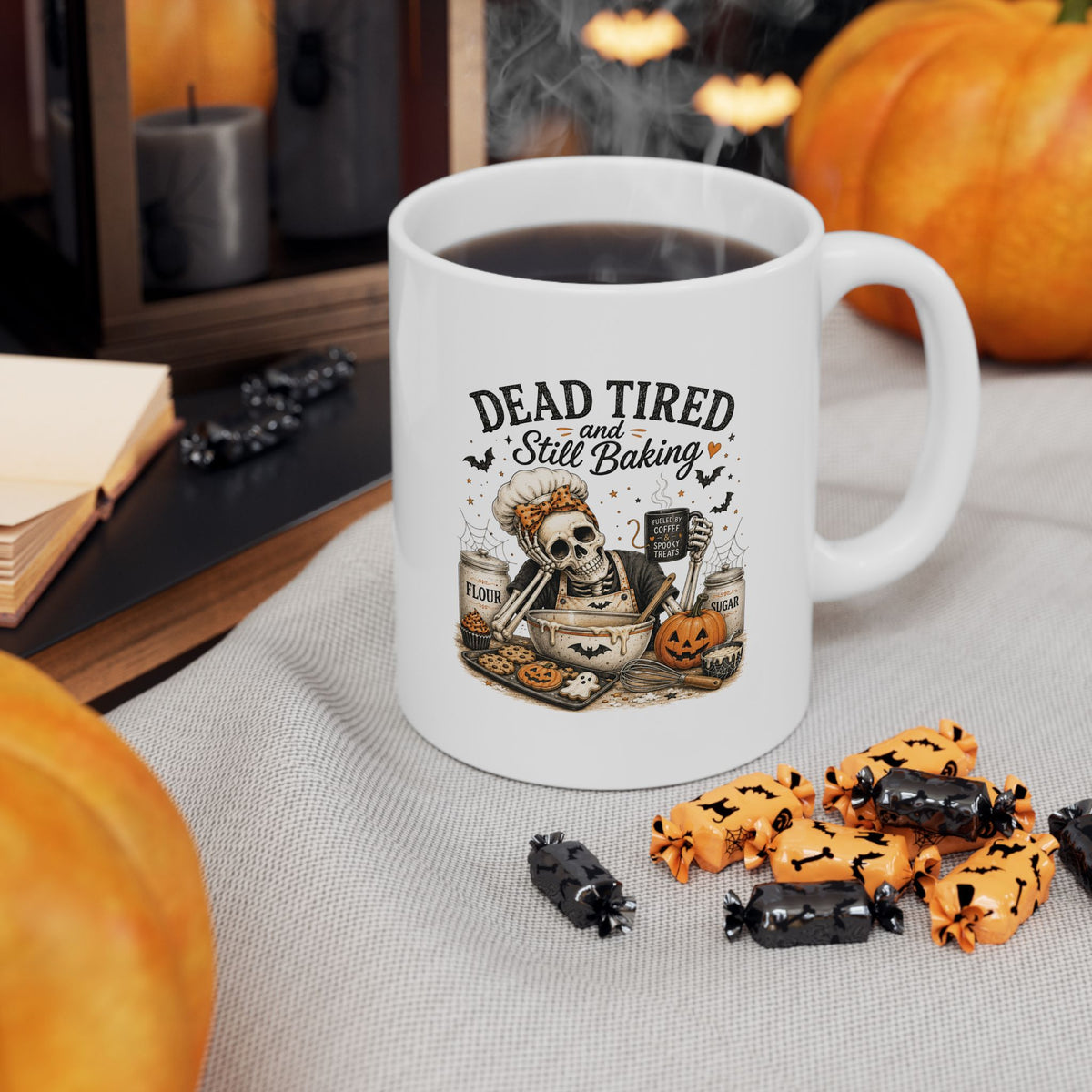 Halloween Cat Ceramic Mug — 'Dressed to Kill' Spooky Pumpkin Coffee Cup (11oz & 15oz)
