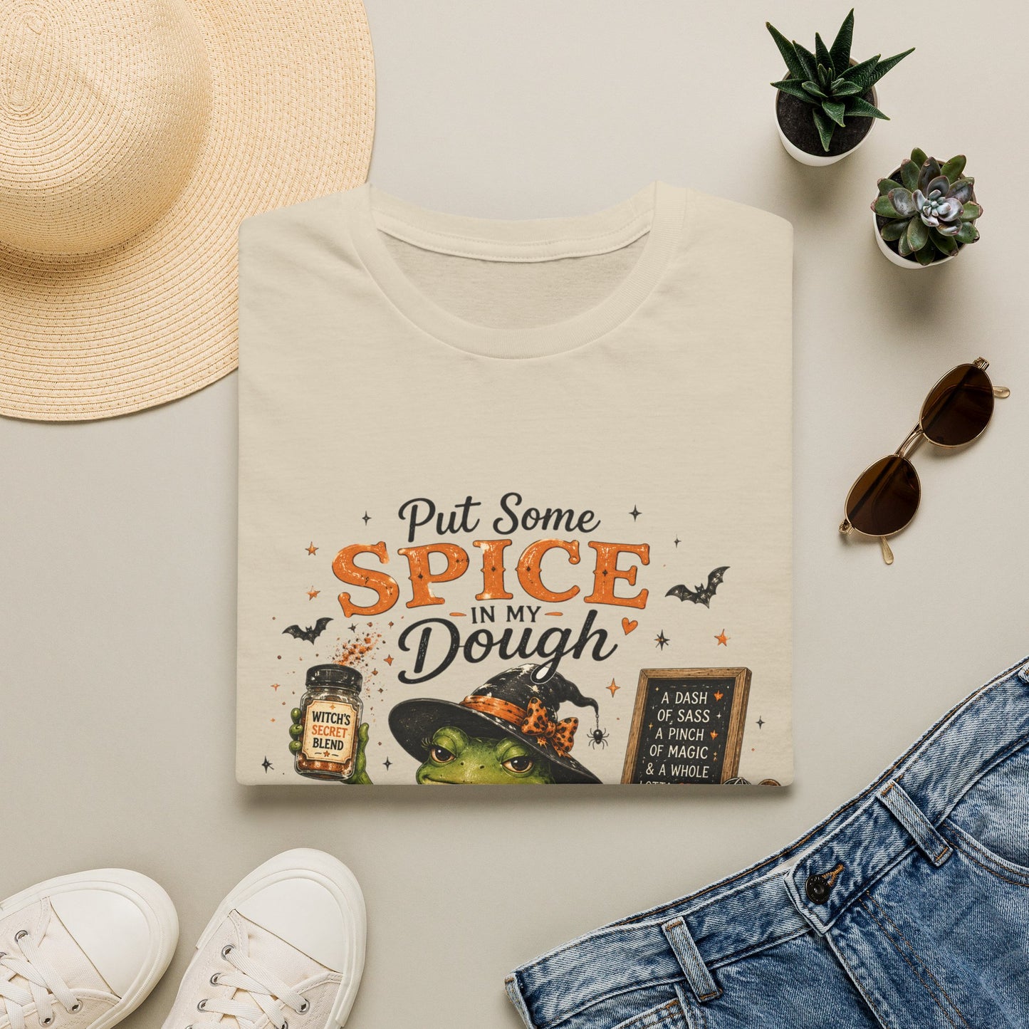 Halloween Witch T-Shirt — "Put Some Spice In My Dough" Pumpkin Spice Baking Tee