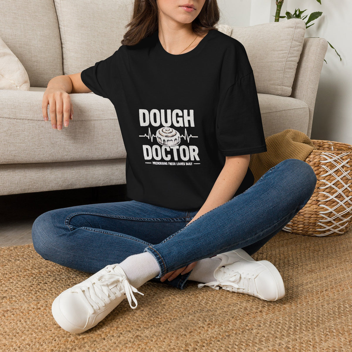Dough Doctor T-Shirt — Baker Pun Tee with Cinnamon Roll Graphic