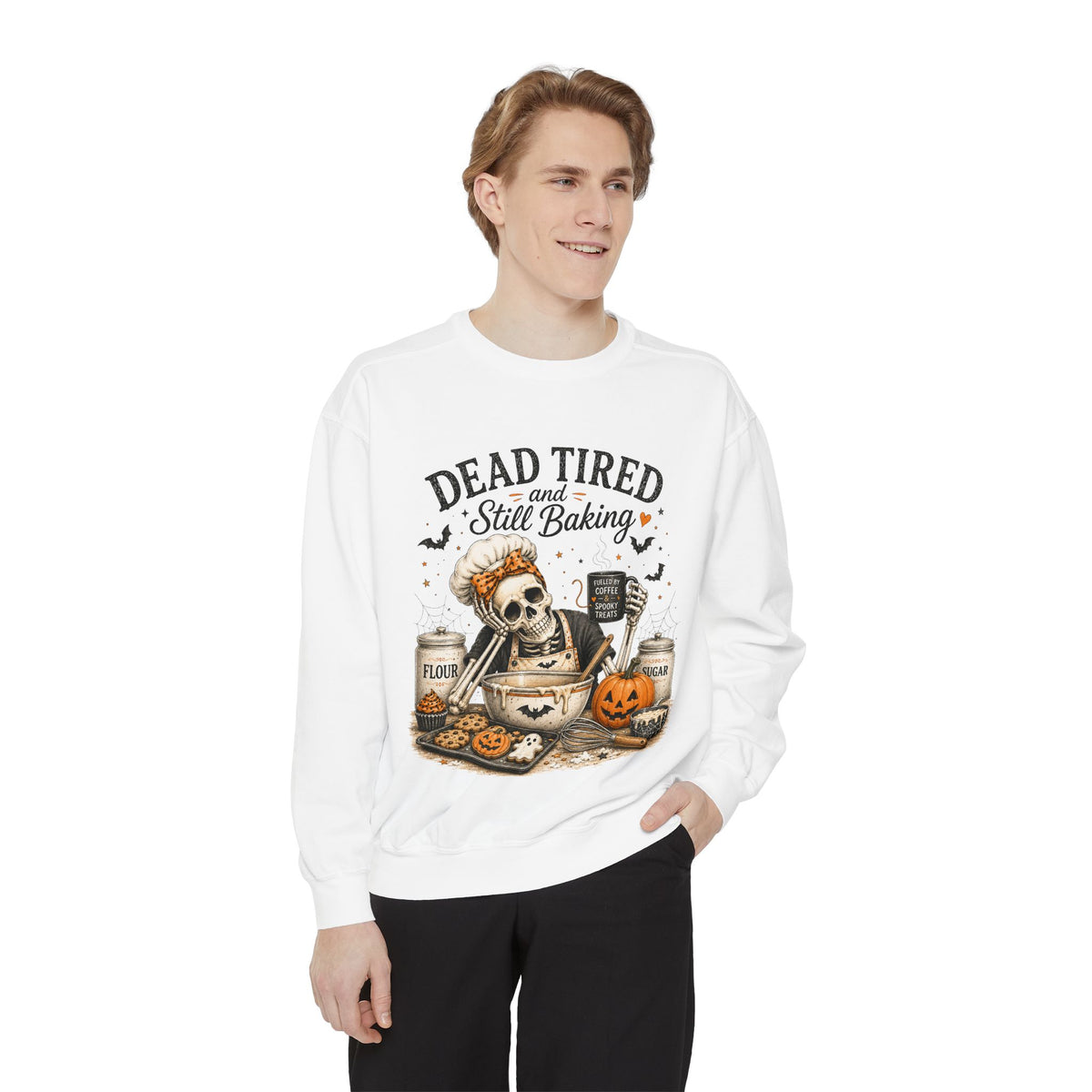 Halloween Baking Sweatshirt — "Dead Tired and Still Baking" Crewneck