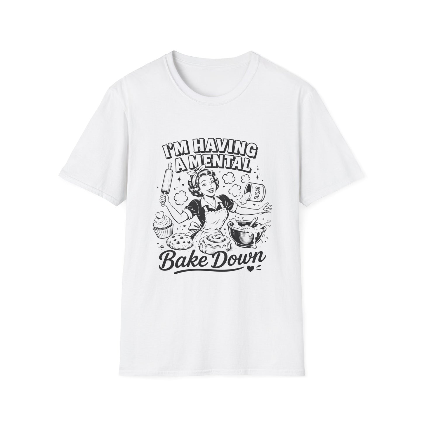 Retro 'I'm Having a Mental Bake Down' Graphic T-Shirt — Funny Baking Shirt for Bakers & Home Cooks