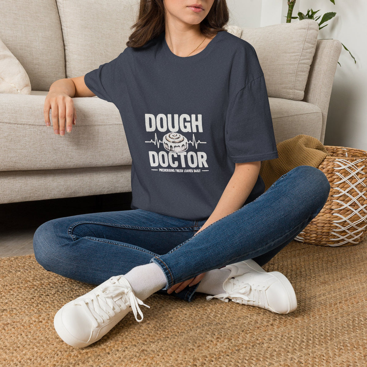 Dough Doctor T-Shirt — Baker Pun Tee with Cinnamon Roll Graphic