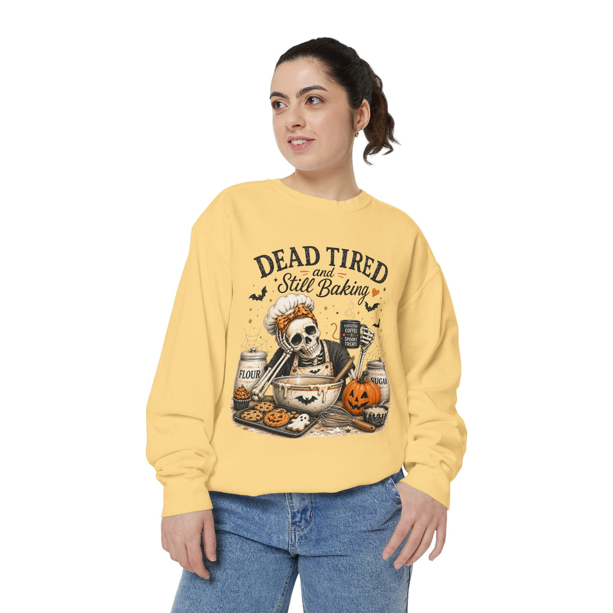 Halloween Baking Sweatshirt — "Dead Tired and Still Baking" Crewneck