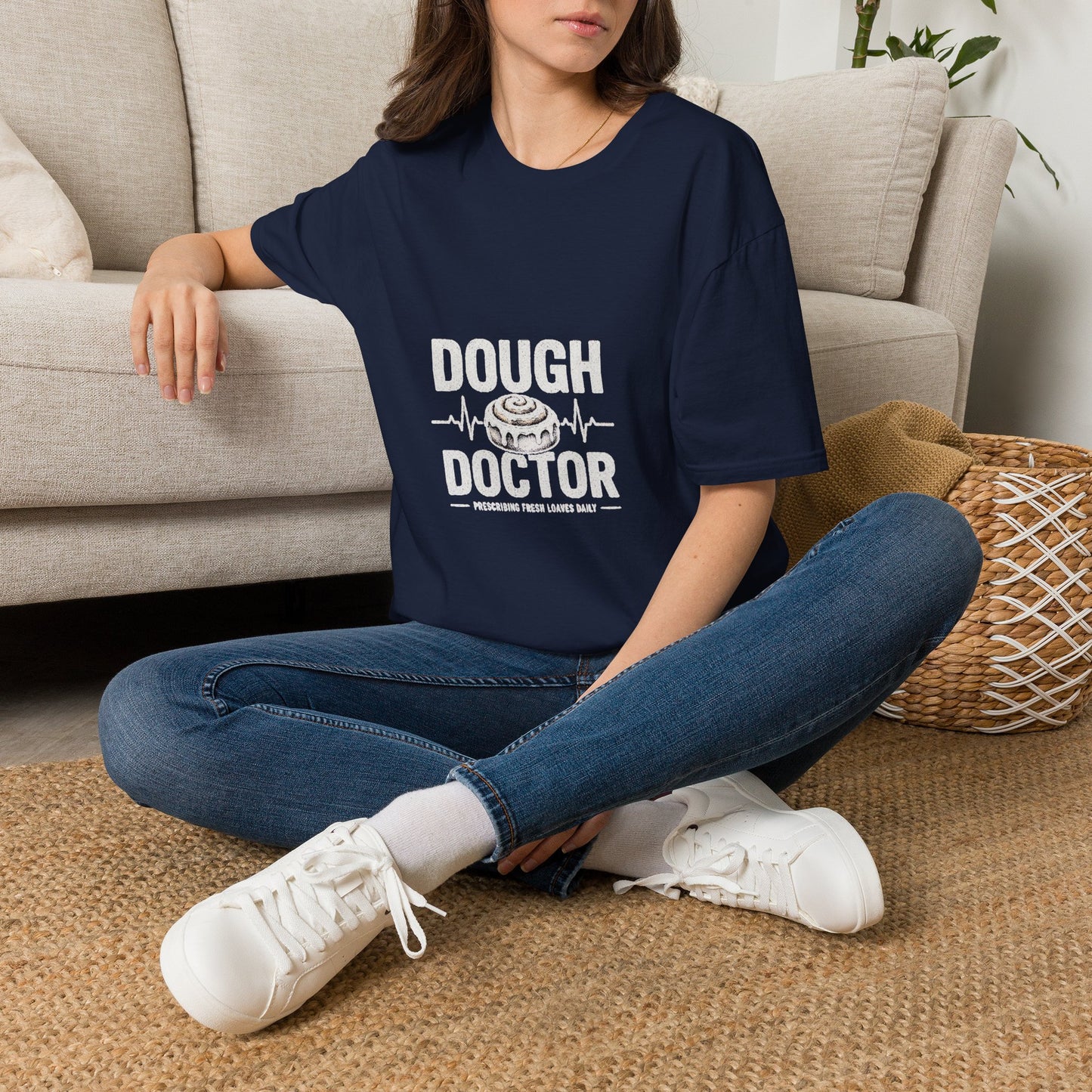 Dough Doctor T-Shirt — Baker Pun Tee with Cinnamon Roll Graphic